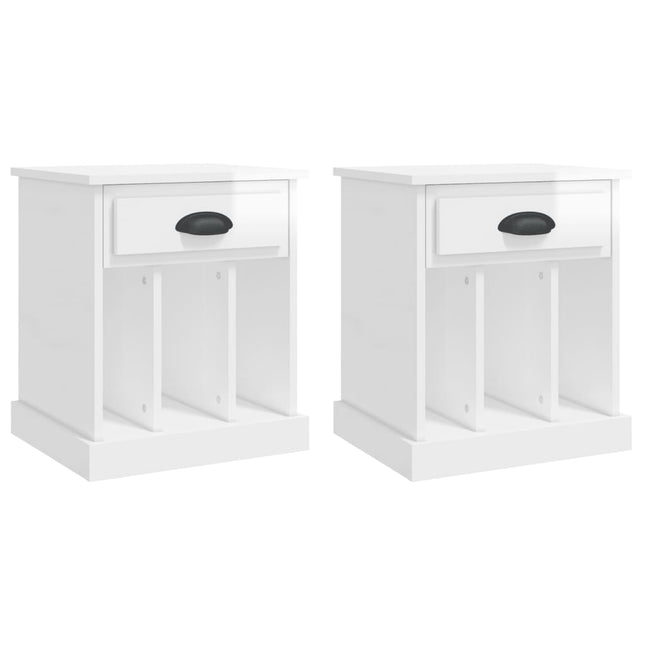Comodini 2 pz Bianco Lucido 43x36x50 cm