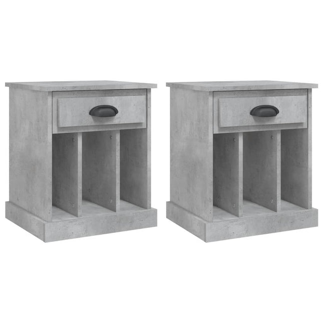 Comodini 2 pz Grigio Cemento 43x36x50 cm