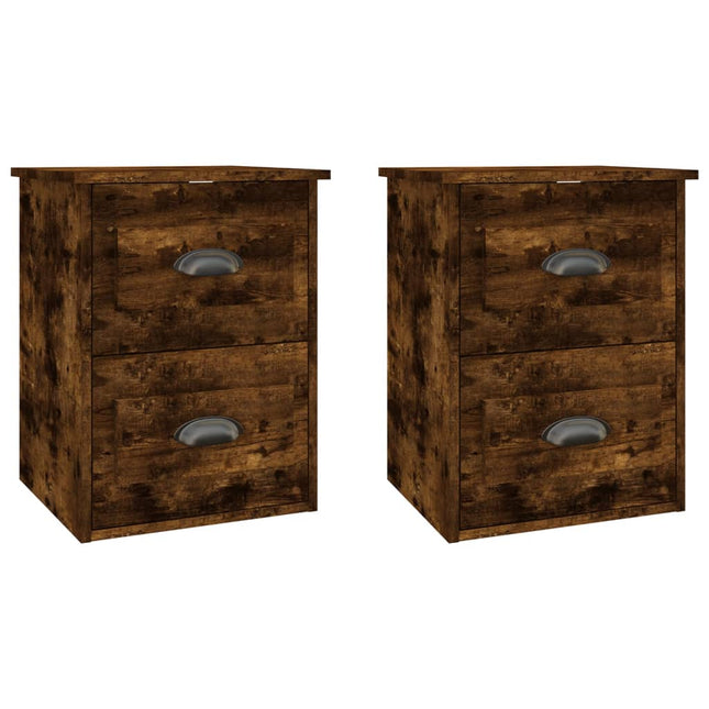 Comodini a Parete 2 pz Rovere Fumo 41,5x36x53 cm