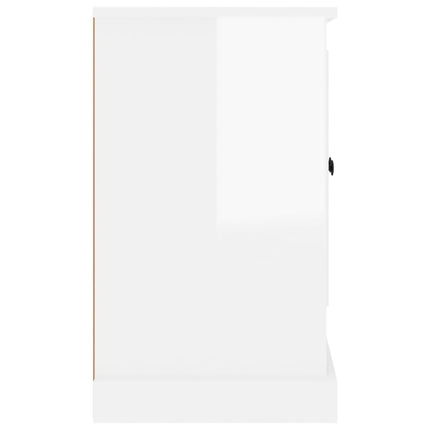 Credenza Bianco Lucido 100x35,5x60 cm in Legno Multistrato
