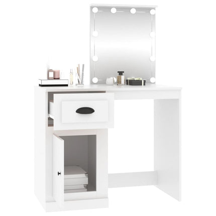 Toeletta con LED Bianca 90x50x132,5 cm Legno Multistrato