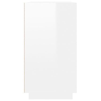 Credenza Bianco Lucido 80x34x75 cm in Legno Multistrato