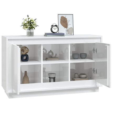 Credenza Bianco Lucido 102x35x60 cm in Legno Multistrato