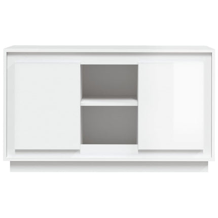 Credenza Bianco Lucido 102x35x60 cm in Legno Multistrato