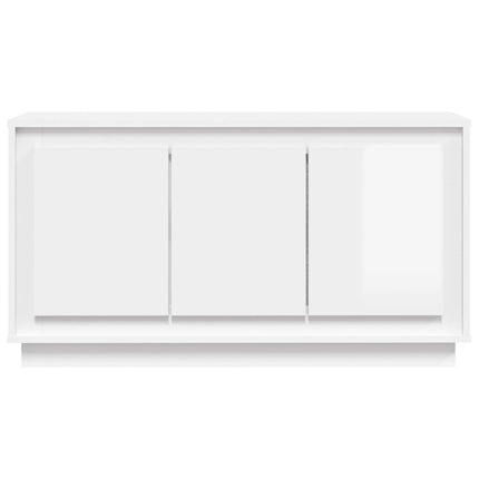 Credenza Bianco Lucido 102x35x55 cm in Legno Multistrato