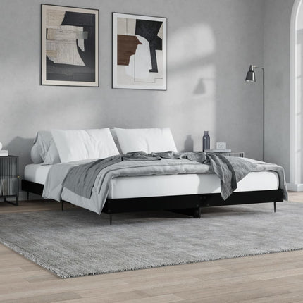 Giroletto senza Materasso Nero 180x200 cm in Legno Multistrato