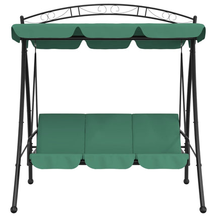 Panca a Dondolo con Baldacchino Verde 198 cm Tessuto e Acciaio
