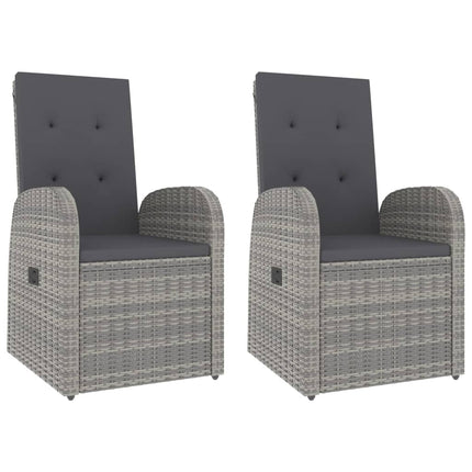 Set Mobili Giardino 3pz Grigio Polyrattan Legno Massello Acacia