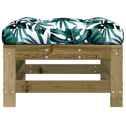 Poggiapiedi da Giardino con Cuscino in Legno Impregnato di Pino