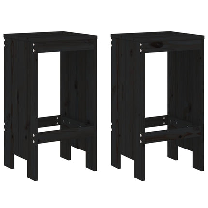 Set Bar da Giardino 3 pz Nero in Legno Massello di Pino