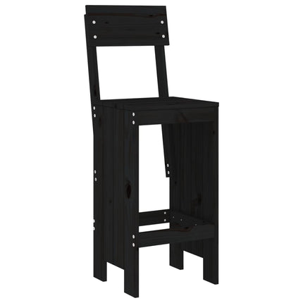 Set Bar da Giardino 3 pz Nero in Legno Massello di Pino