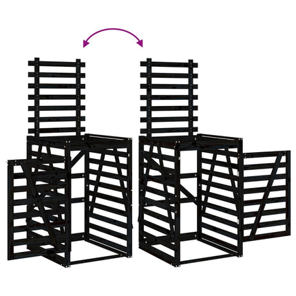 Copribidone Nero 84x90x128,5 cm in Legno Massello di Pino