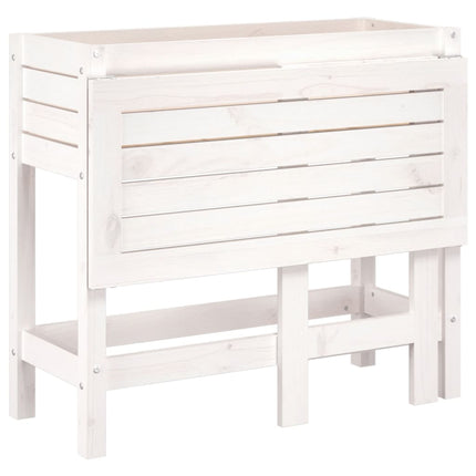 Fioriera Giardino Piano Pieghevole Bianco Legno Massello Pino