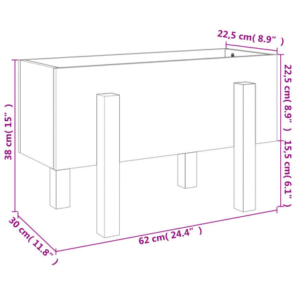Fioriera da Giardino Nera 62x30x38 cm Legno Massello di Pino