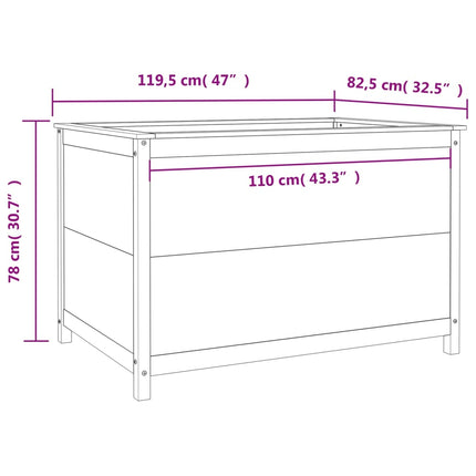 Fioriera Rialzata Giardino Nera 119,5x82,5x78 cm Massello Pino
