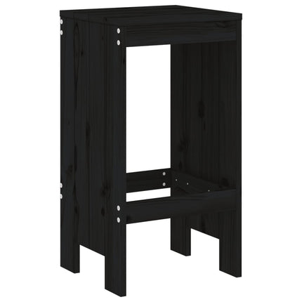 Sgabelli da Bar 2pz Neri 40x36x75 cm in Legno Massello di Pino