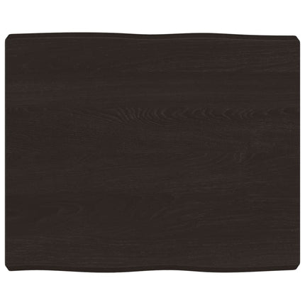 Piano Tavolo Marrone Scuro 60x50x(2-6)cm in Rovere Non Trattato