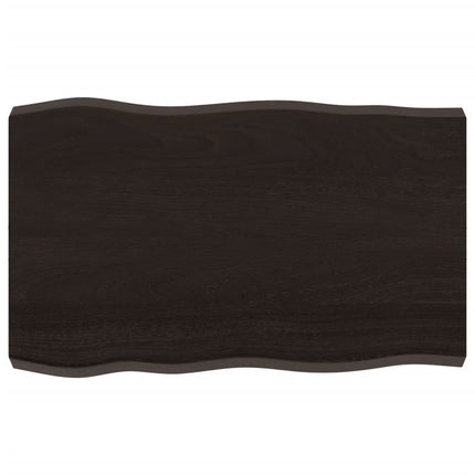 Piano Tavolo Marrone Scuro 80x50x(2-6)cm in Rovere Non Trattato