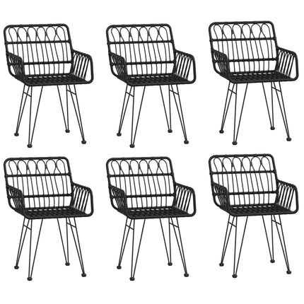 Set da Pranzo da Giardino 7 pz Nero in Polyrattan