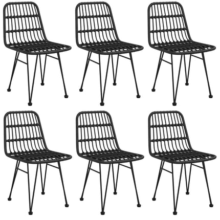 Set da Pranzo da Giardino 7 pz Nero in Polyrattan