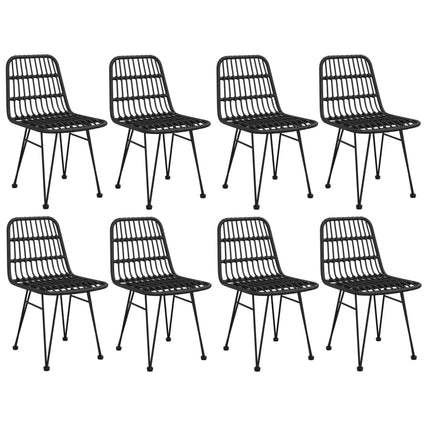 Set da Pranzo da Giardino 9 pz Nero in Polyrattan