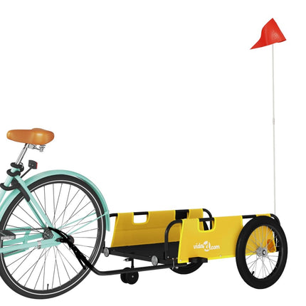 Rimorchio da Bici Giallo e Nero in Tessuto Oxford e Ferro