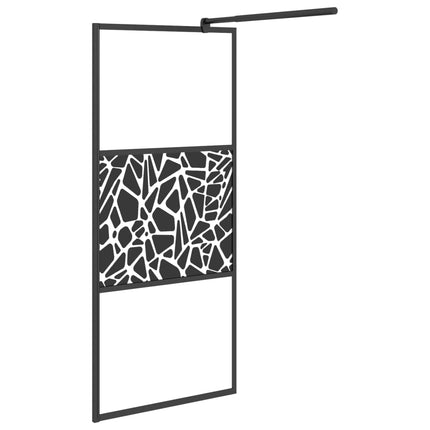 Parete Doccia Walk in Mensola Nera 90x195cm Vetro ESG Alluminio