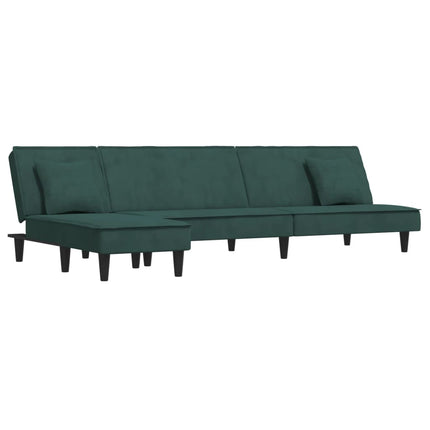 Divano Letto a L Verde Scuro 255x140x70 cm in Velluto