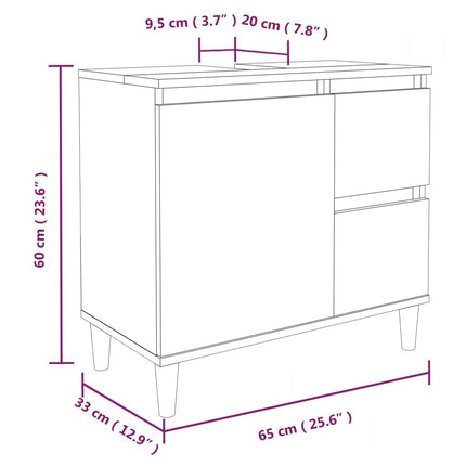 Set di Mobili da Bagno 3 pz Grigio Cemento in Legno Multistrato