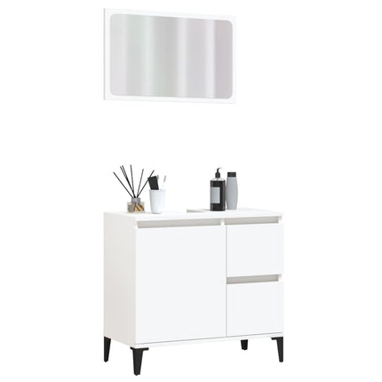 Set Mobili da Bagno 2 pz Bianco in Legno Multistrato