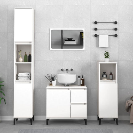 Set Mobili da Bagno 2 pz Bianco in Legno Multistrato