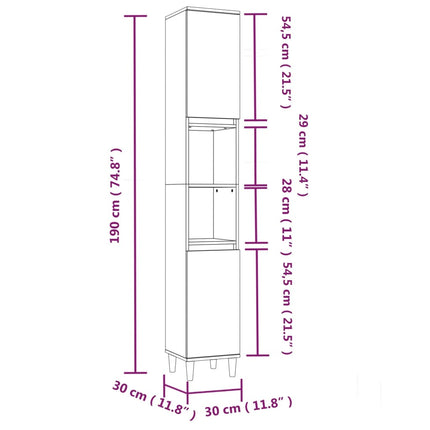 Set Mobili da Bagno 3 pz Rovere Marrone in Legno Multistrato