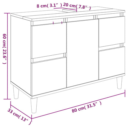 Set Mobili da Bagno 3 pz Grigio Cemento in Legno Multistrato