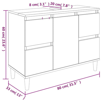 Set Mobili da Bagno 3 pz Rovere Marrone in Legno Multistrato