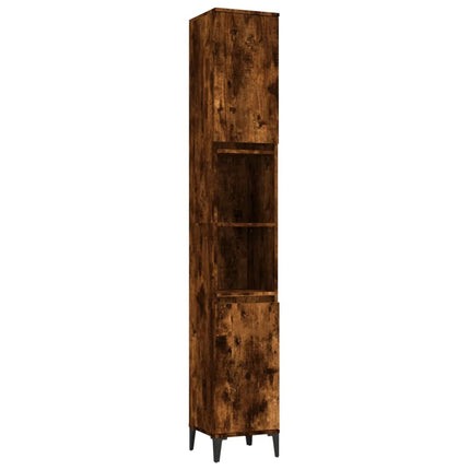 Set Mobili da Bagno 3 pz Rovere Fumo in Legno Multistrato
