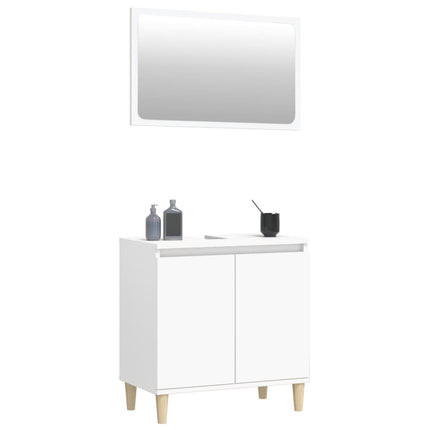 Set Mobili da Bagno 2 pz Bianco in Legno Multistrato