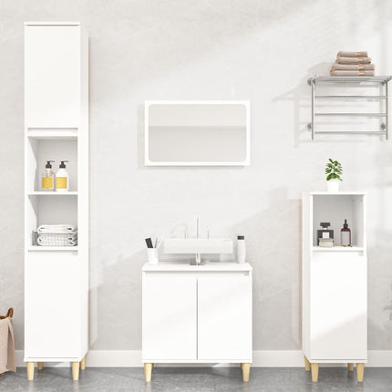 Set Mobili da Bagno 2 pz Bianco in Legno Multistrato