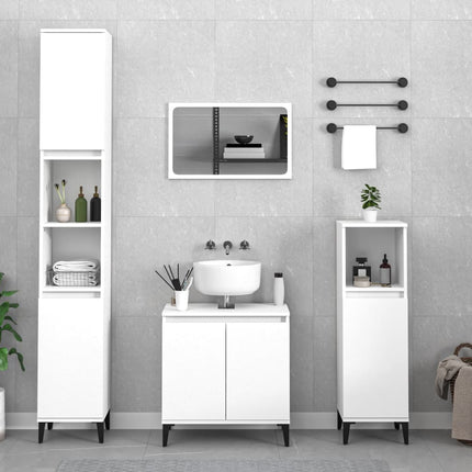 Set Mobili da Bagno 2 pz Bianco in Legno Multistrato