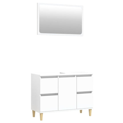 Set Mobili da Bagno 2 pz Bianco in Legno Multistrato