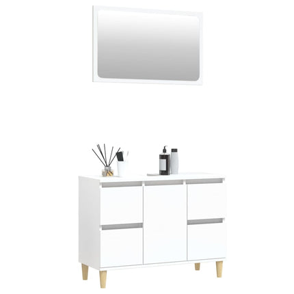 Set Mobili da Bagno 2 pz Bianco in Legno Multistrato