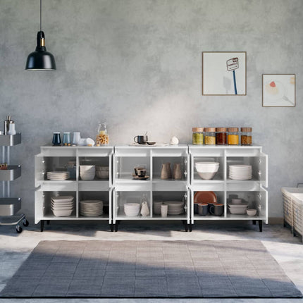 Credenze 3pz Bianco Lucido 60x35x70 cm in Legno Multistrato