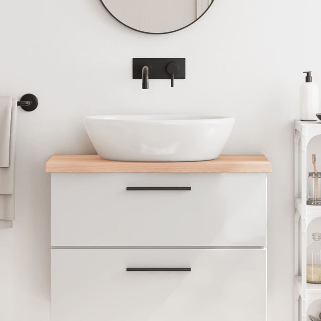 Piano Bagno 80x30x(2-4) cm in Legno Massello Non Trattato