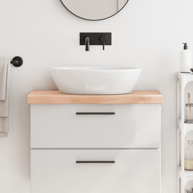 Piano Bagno 80x30x(2-6) cm in Legno Massello Non Trattato