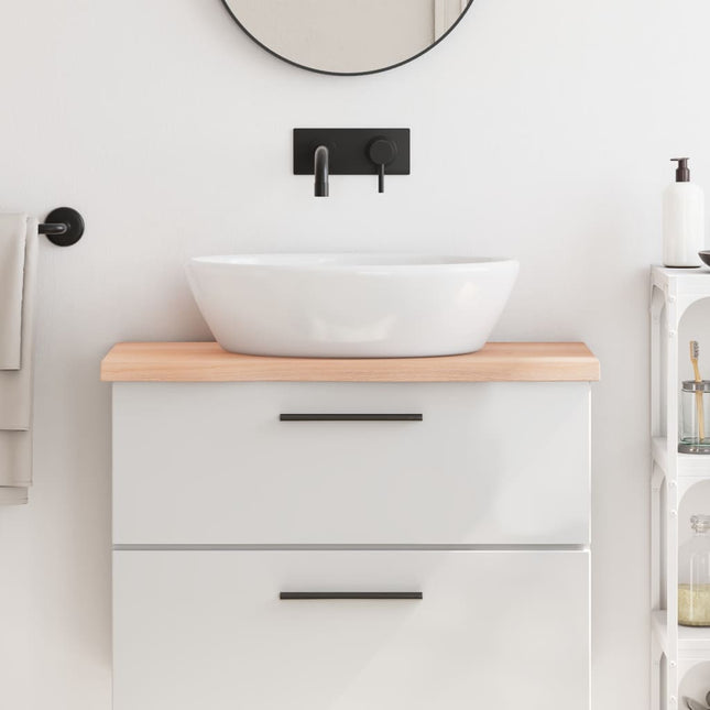 Piano Bagno 80x40x(2-4) cm in Legno Massello Non Trattato