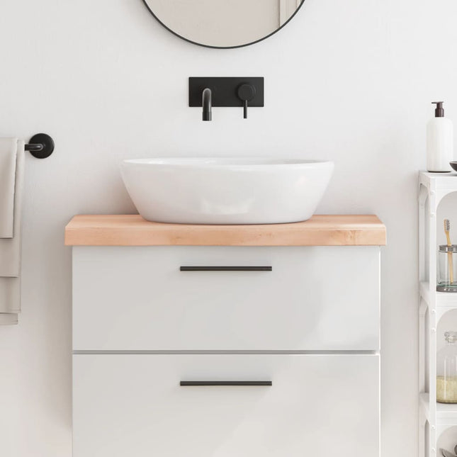 Piano Bagno 80x40x(2-6) cm in Legno Massello Non Trattato