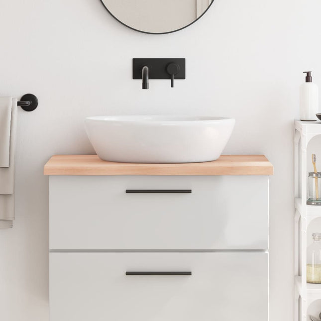 Piano Bagno 80x50x(2-4) cm in Legno Massello Non Trattato