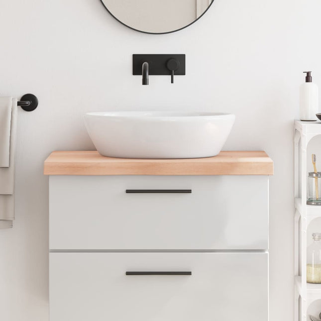 Piano Bagno 80x50x(2-6) cm in Legno Massello Non Trattato