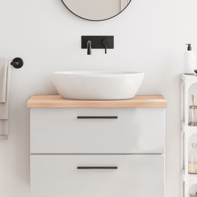 Piano Bagno 80x60x(2-4) cm in Legno Massello Non Trattato