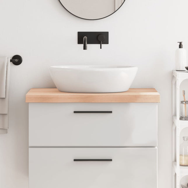Piano Bagno 80x60x(2-6) cm in Legno Massello Non Trattato