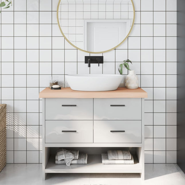 Piano Bagno 100x30x(2-6) cm in Legno Massello Non Trattato